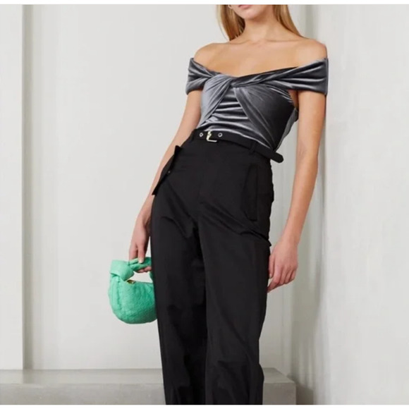 NEW ALIX NYC Grove Twisted Velvet Bodysuit in Pewter Grey - Picture 2 of 8